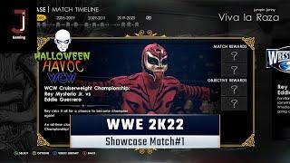 WWE 2K22 Showcase match 1 complete all objectives Halloween Havoc Rey Mysterio Jr vs Eddie Gurrerro
