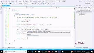 swap two strings without using third variable in c#