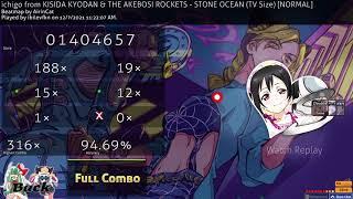 #osu TOP 44 on JOJO P6 STONE OCEAN OPENING