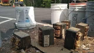 Cleaning Scrap Copper Transformers with a Hammer 