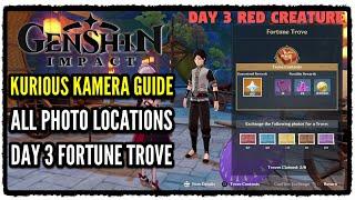 Genshin Impact Kurious Kamera Quest Guide All Photo Locations for DAY 3 RED CREATURES (Fortune Trove