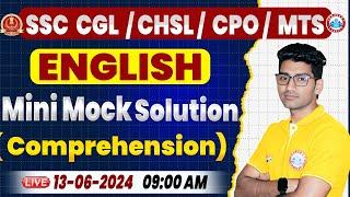 English Mini Mock Test Solution | RWA English Comprehension Mini Mock | SSC CGL, CHSL, CPO, MTS
