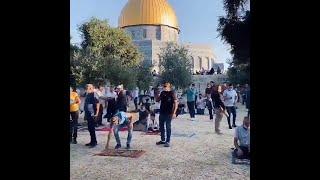 Les Palestiniens très nombreux prient sur l'esplanade des mosquées à JÉRUSALEM le jour de l'AID.