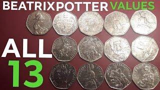 BEATRIX POTTER 50p Coin VALUES and MINTAGES - MARCH 2020