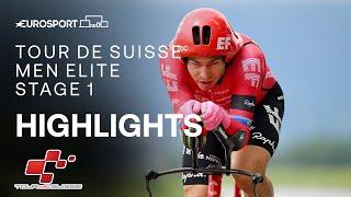 FANTASTIC WIN!  | Tour de Suisse Stage 1 Race Highlights | Eurosport Cycling