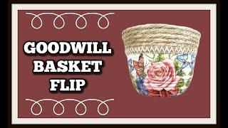 Goodwill Basket Transformed With A Temu Napkin Decoupage Design!