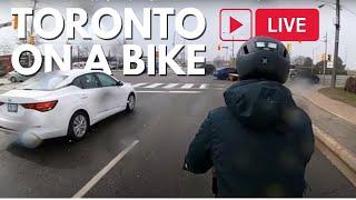 Toronto LIVE on a Bike: Suburban roads and city bike lanes and some VERY unusual weather