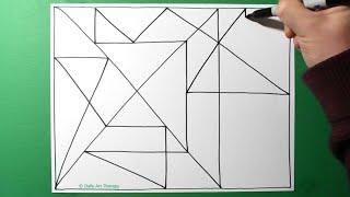 Geometric Shapes One Line Drawing Pattern / Abstract Design #60 / Daily Art Therapy
