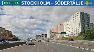 Driving in Sweden. Stockholm - Södertälje by E20 and E4. 4K