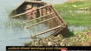 Illegal road construction near Chaliyar river