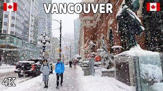  【4K】️️️ EXTREME SNOWSTORM in Canada!!! Downtown Vancouver BC, Canada. January 2024.