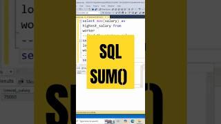 #SQL SUM function|| SUM function SQL #shorts #trending #learnsql #coding