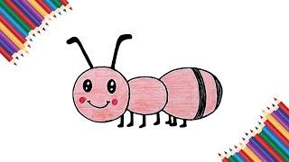 Learn How to Draw an Ant | Cute Ant Drawing & Coloring Step by Step