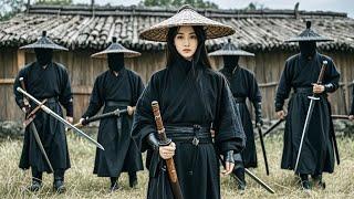 Kung Fu Movie!  A black-clad girl in a bamboo hat turns out to be a hidden kung fu master!