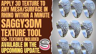 Saggy3dm Tools ● Parametric Texture Creator ● Works on Any Geometry ● 150+ Textures Included.