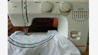 Easy Embroidery neck designs, tutorial for beginners # Usha Janome allure