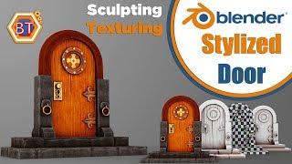 Blender 2.82 Tutorial - How to make a Stylized Door | Game Asset Creation |Sculpting With Textures