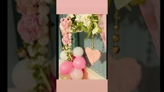 Pink &white birthday setup #setup #flowers  #diy #art #youtubeartist #artandcraft #pinkandwhite