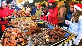 Street Food Fest in Bucharest, Romania. Christmas Market. 'Targul de Craciun'. Veal, Pork, Lamb