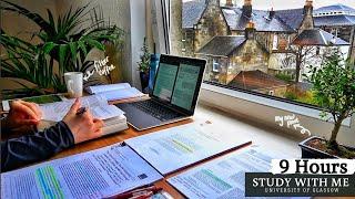 9 HOUR STUDY WITH ME  | Background noise,10-min break, No Music, Study with Merve