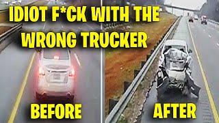 IDIOT F*CK WITH THE WRONG TRUCKER