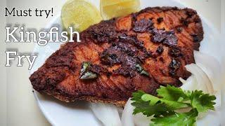 Delicious easy Kingfish Fry | Isona talaley Konkani | Anjal fish fry