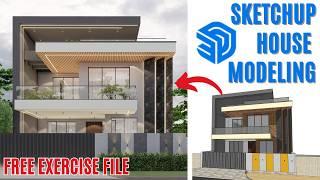 Sketchup Modern House Design 3d Modeling Tutorial