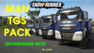 SnowRunner mod - MAN TGS pack | Test with trailers (4x4, 6x6, 8x8, 10x4)