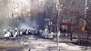 Euromaidan - Protesters clashing with riot police in Kiev Ukraine