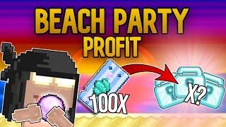 GROWTOPIA | INSANE PROFIT! USED 100 BEACH PARTY TICKETS! | BEACH PARTY GAME