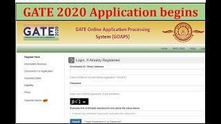 GATE Online Application Form 2020