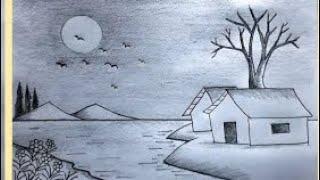 How to draw nature | village view drawing | drawing easy | By sks artist