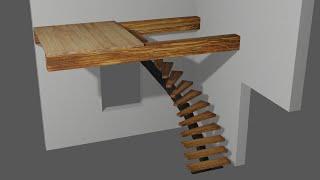 Stairs 3D Model (CATIA V5 + Blender) - Timelapse