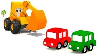 Excavator Max & 4 Cars. Baby cartoon with cars for kids.