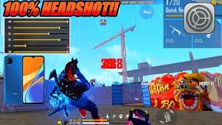 Best Settings  SENSI + HUD + DPI Redmi 9C Headshot 100% - Venom Gaming Free Fire