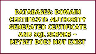 Domain Certificate Authority Generated Certificate and SQL Server - Keyset does not exist