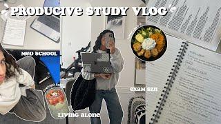 PRODUCTIVE study vlog | exam season, med school, living alone, what I eat, DIY polaroid project +