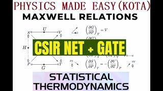 PART- I; MAXWELL RELATIONS; STATISTICS MECHANICS; T - S DIAGRAM; REFRIGERATOR FOR CSIRNET & GATE- 2;