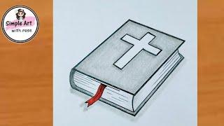 How to draw a Holy Bible easy | Bible drawing | Book drawing | Pencil sketch