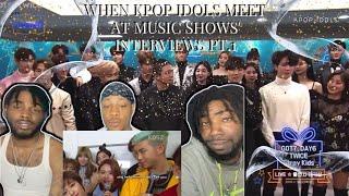 when kpop idols meet at music shows' interviews reaction pt.1