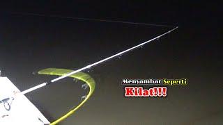 MENYENANGAKAN SEKALI!!! Strike Bertubi-Tubi Mancing ikan baung di malam hari