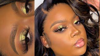 Chartreuse Smokey Eye + Pink Glossy Lip Makeup Tutorial