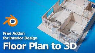 Blender Architecture Addon Tutorial, Interior Design Floor Plan to 3D
