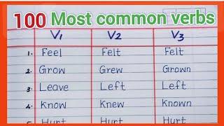 Important 100 Regular and irregular verbs// v1v2v3 forms