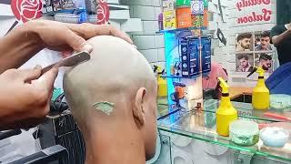 Sensitive part||dandruff full skin||Head shave with razor blades @DanihairProfessional