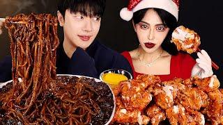 SUB)은정이랑 슈프림 양념치킨에 짜장면 먹방..️‍ (미공개 영상) ASMR MUKBANG