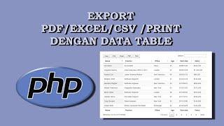 Export Pdf /Excell /CSV/ Print/ dengan Data Table di PHP