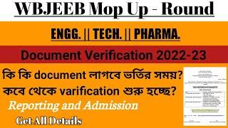 Reporting|Document verification|Admission || WBJEE 2022-23 || Required Documents and allotted date
