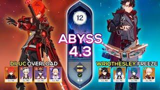 Diluc + Chevreuse Overload & Wriothesley Freeze - Spiral Abyss 4.3 - Genshin Impact