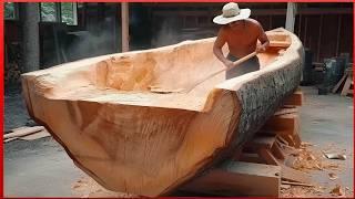 Man Turns Massive Log into Amazing CANOE | Start to Finish Build by @OutbackMike